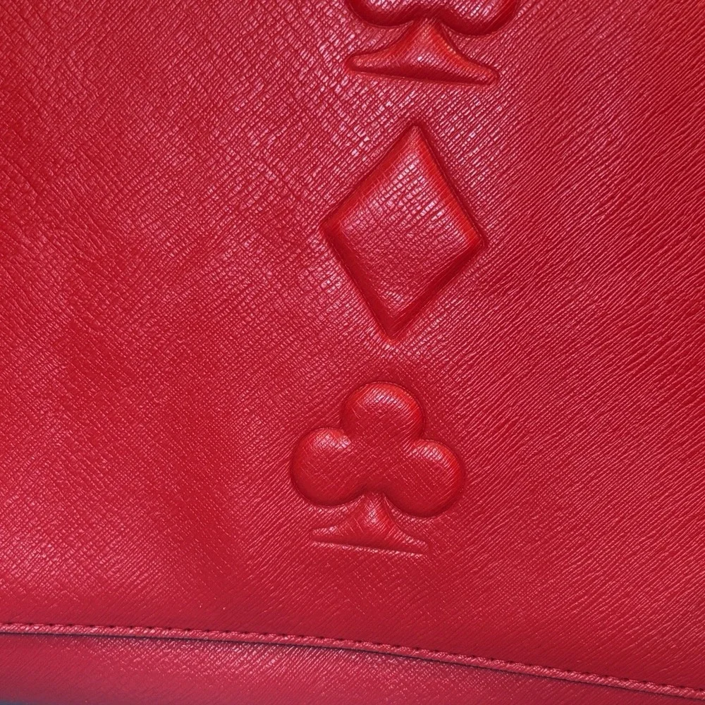 Estee Lauder Red Makeup Cosmetic Bag Train Case Faux Leather w/ Small Red Bag